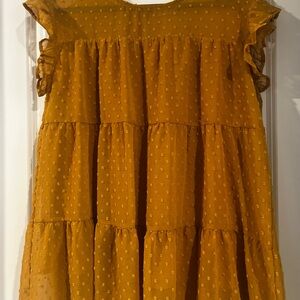 Yellow Flutter Sleeve Smocked Blouse